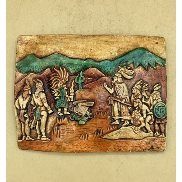 Indian Aztec Mayan Ceramic Tile Vintage Folk Art READ - Picture 6 of 11